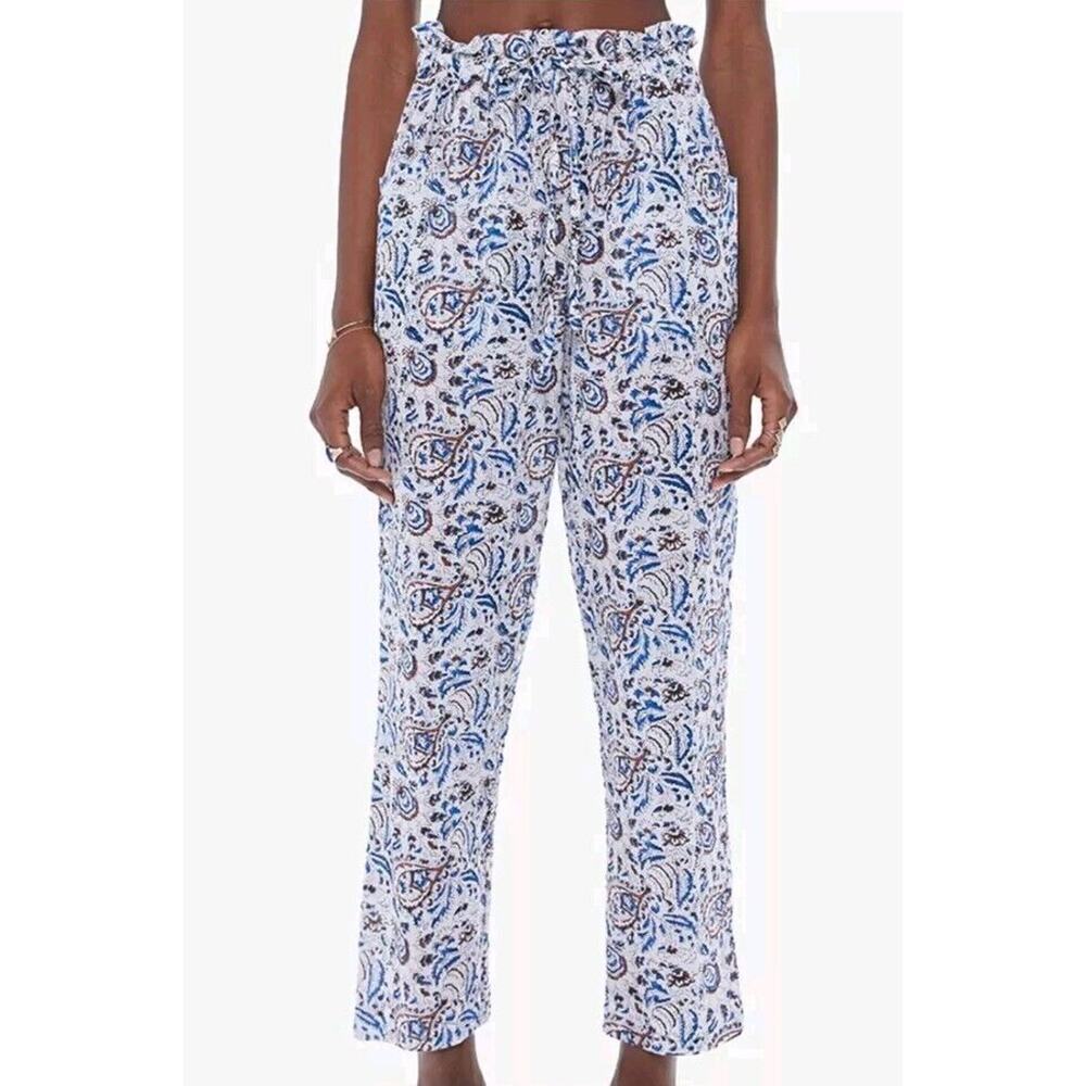 Xirena Tayler Pants Drawstring in White Mosaic Le Cactus Print Sz XL Straight -